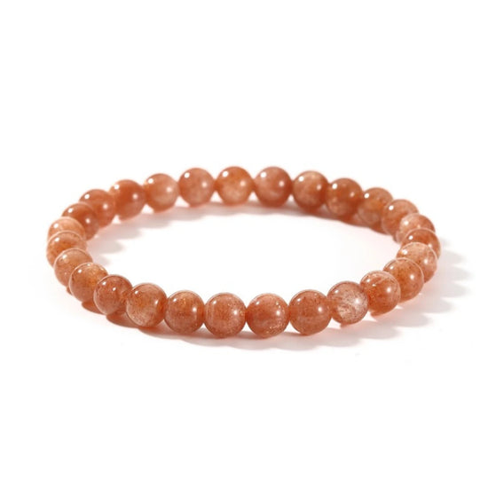7mm Genuine Sunstone Beaded Bracelet - view 4