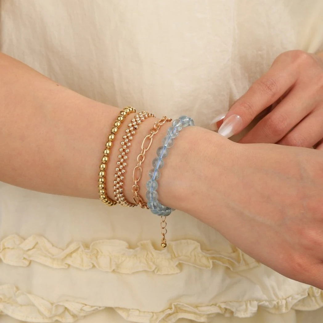 7mm Blue Topaz Beaded Bracelet - view 3