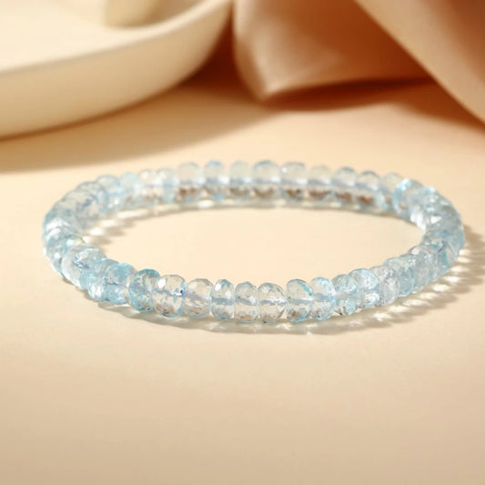 AAAA+ Blue Topaz Faceted Rondelle Bracelet