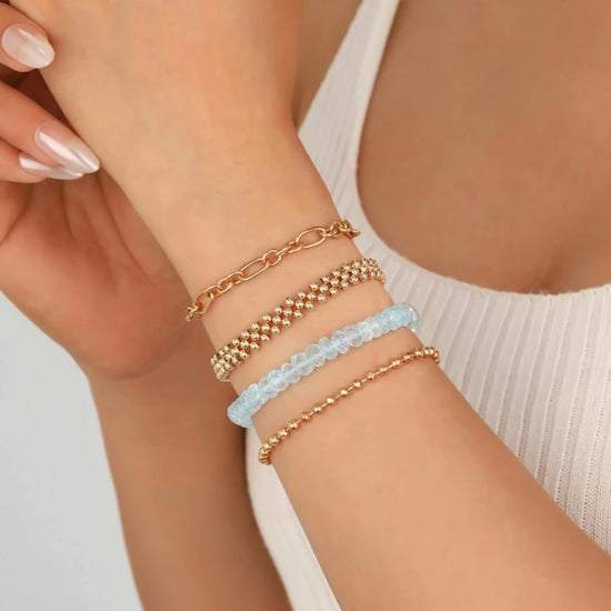 AAAA+ Blue Topaz Faceted Rondelle Bracelet - view 5