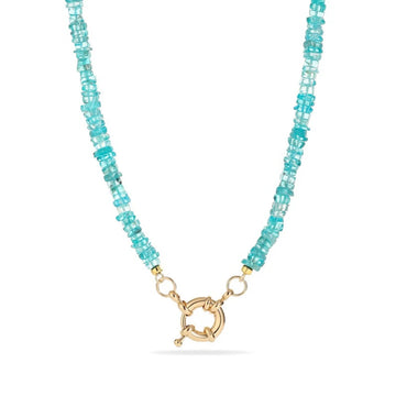 Aqua Apatite Initial Necklace