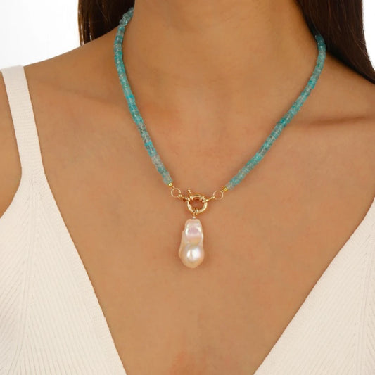 Blue Apatite Beaded Necklace