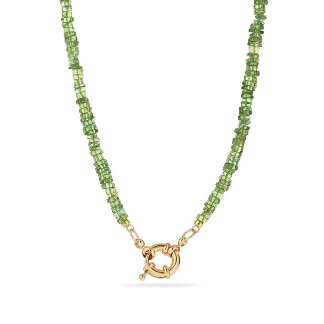 Green Apatite Initial Necklace