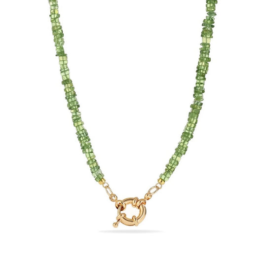 Green Apatite Initial Necklace