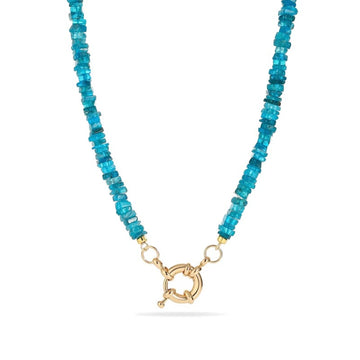 Neon Blue Apatite Initial Necklace