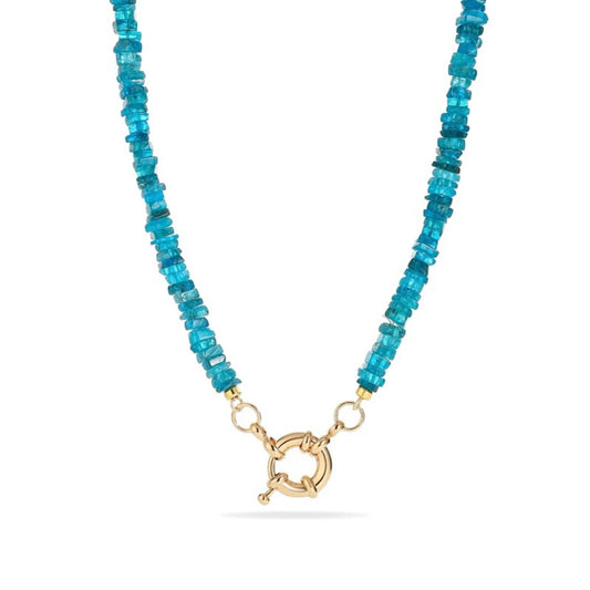 Neon Blue Apatite Initial Necklace