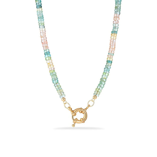 Aquamarine & Morganite Beaded Necklace