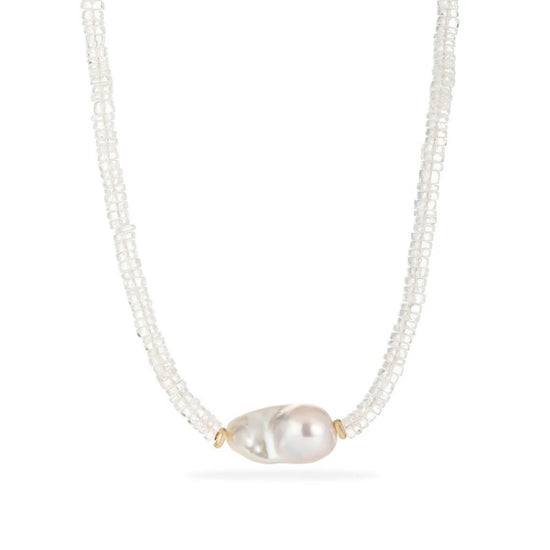 Clear Quartz Pearl Necklace - NK-CQ-B2-P image 1