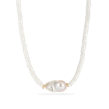 Clear Quartz Pearl Necklace - NK-CQ-B2-P image 1
