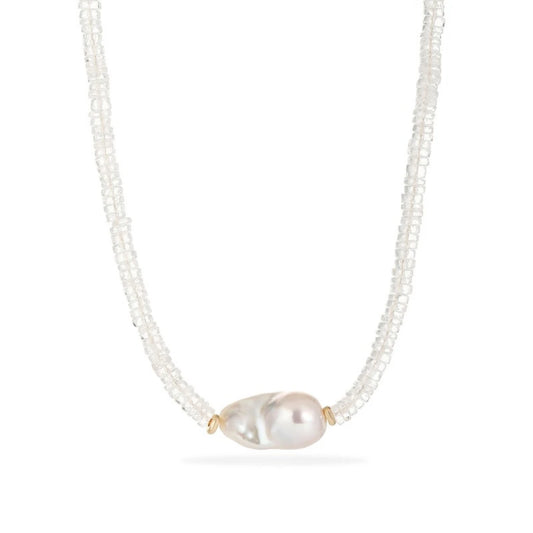 Clear Quartz Pearl Necklace - NK-CQ-B2-P image 1