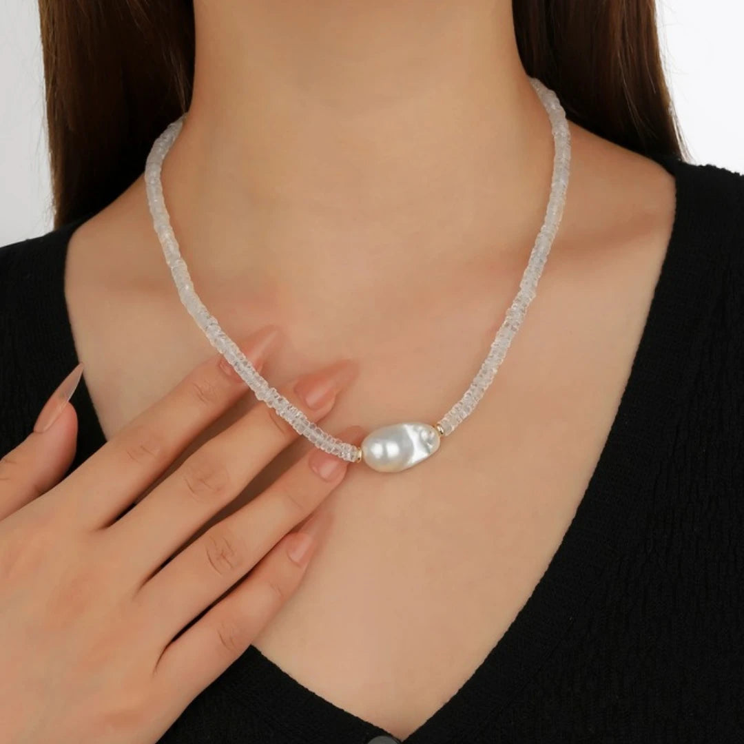 Clear Quartz Pearl Necklace - NK-CQ-B2-P image 2