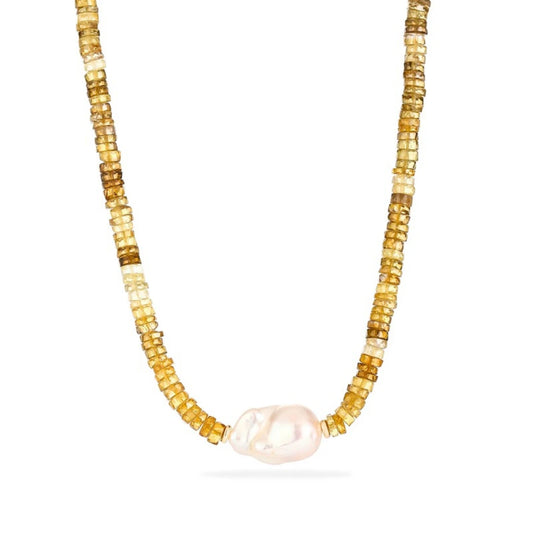Baroque Pearl Citrine Necklace - NK-CTR-B4-P image 1