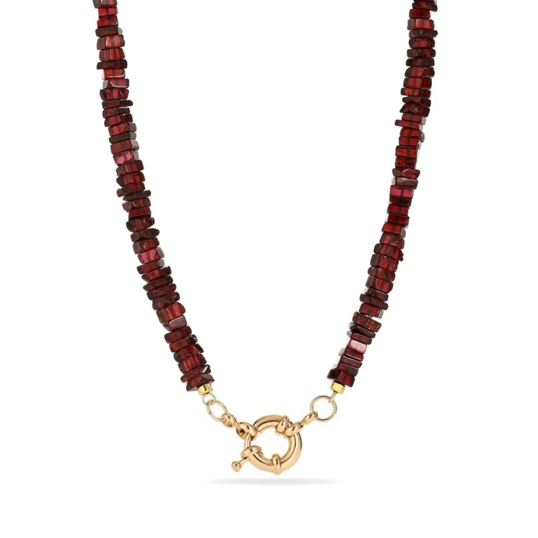 Garnet Initial Necklace