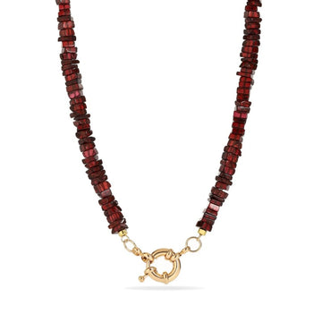 Garnet Initial Necklace