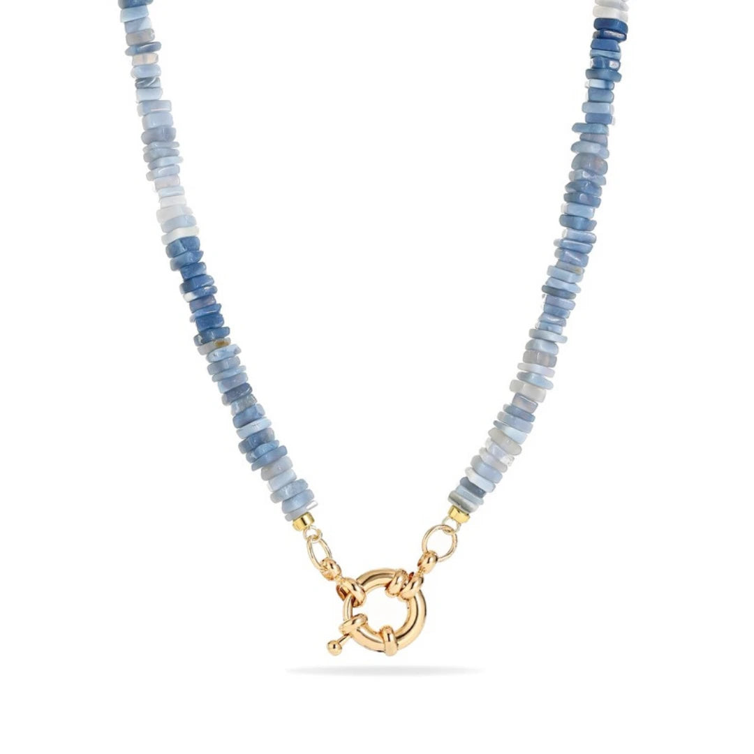 Blue Opal Initial Necklace