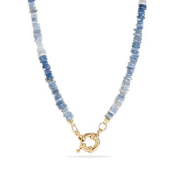 Blue Opal Initial Necklace