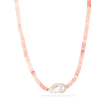 Pink Opal Baroque Pearl Necklace - NK-OPL-B11-P image 1
