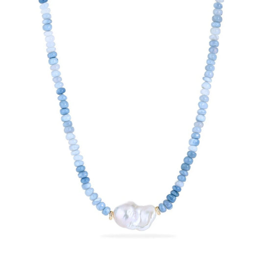 Blue Opal Baroque Pearl Necklace - NK-OPL-B9-P image 1