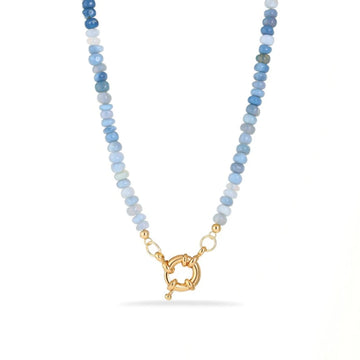 Blue Opal Rondelle Beaded Necklace