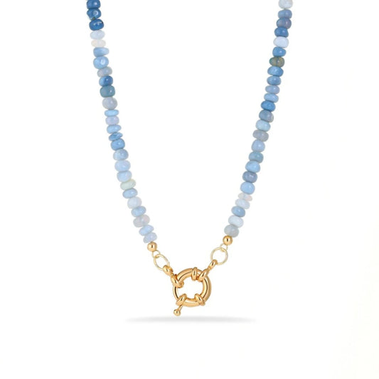 Blue Opal Rondelle Beaded Necklace
