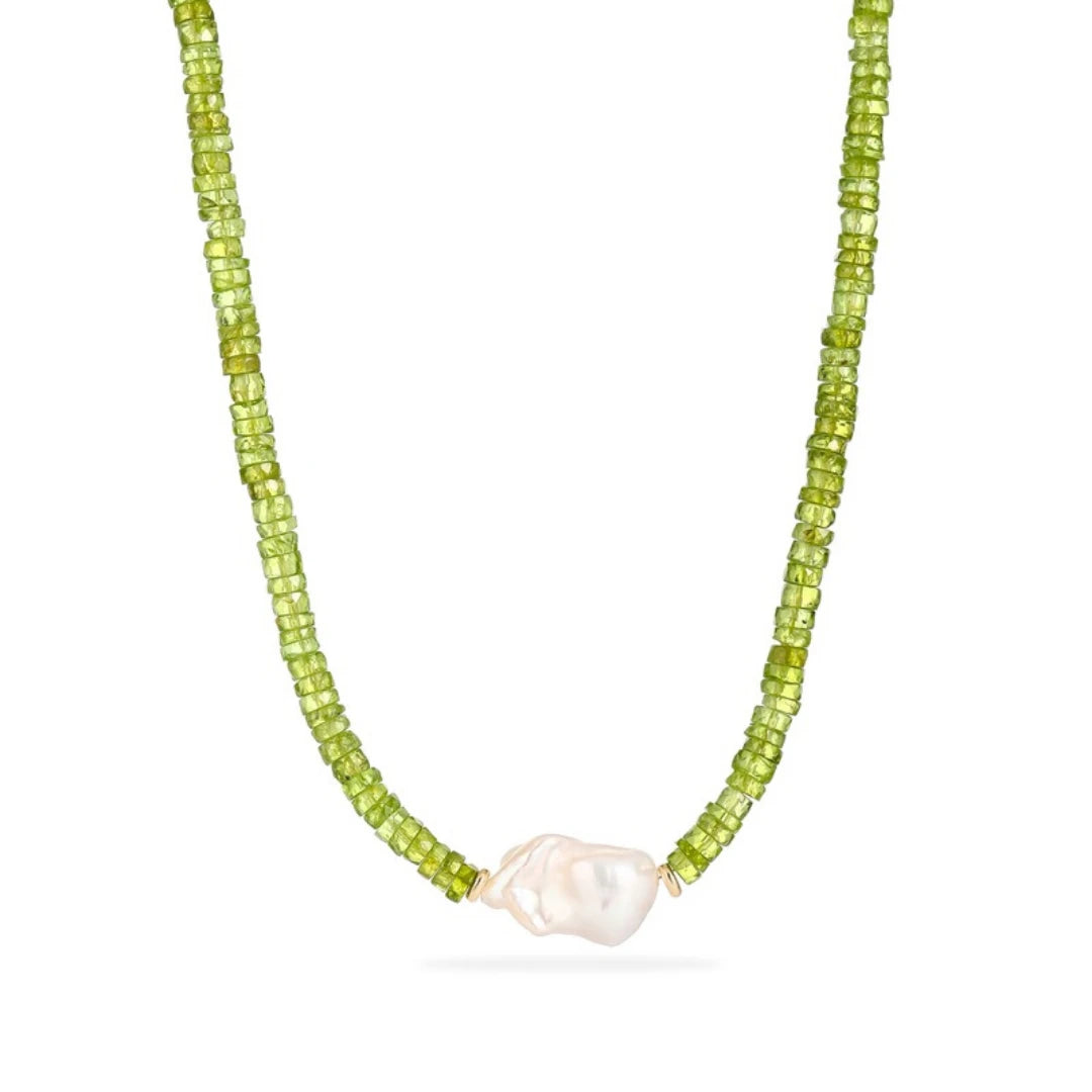 Baroque Pearl Peridot Necklace - NK-PRD-B1-P image 1