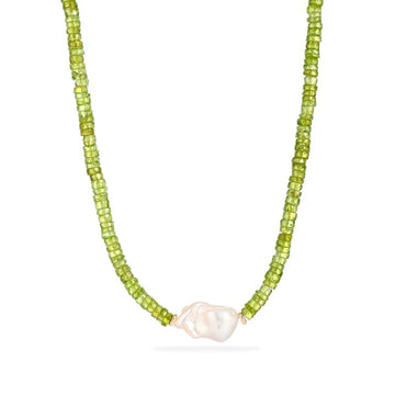 Baroque Pearl Peridot Necklace - NK-PRD-B1-P image 1