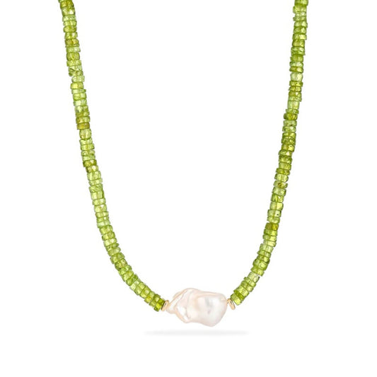Baroque Pearl Peridot Necklace - NK-PRD-B1-P image 1