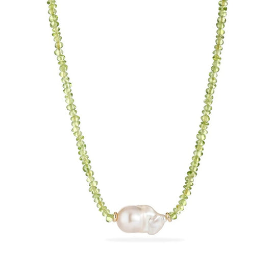 Peridot Rondelle Baroque Pearl Necklace - NK-PRD-B3-P image 1