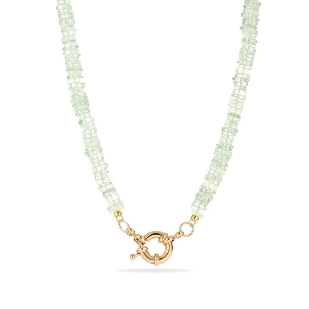 Prehnite Initial Necklace