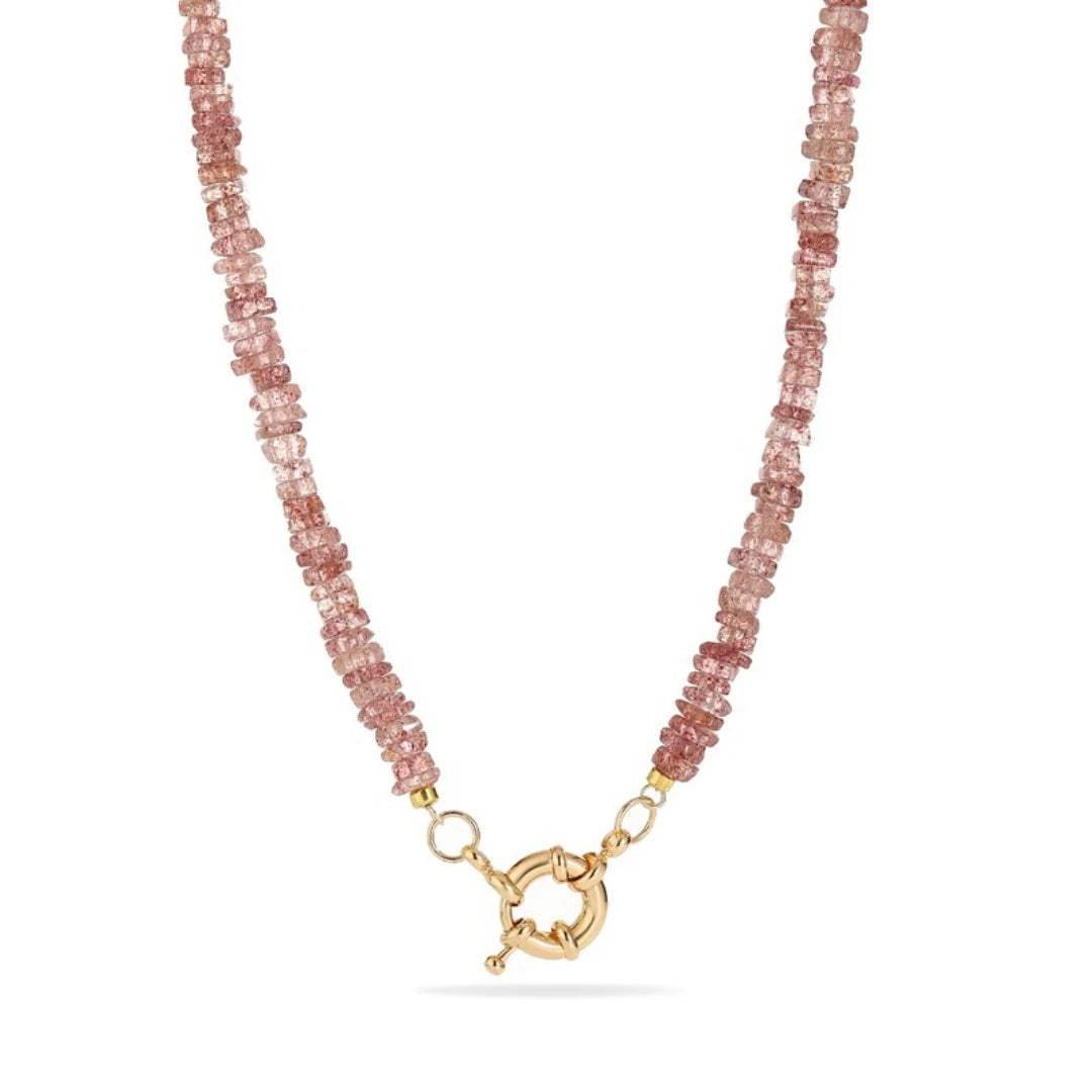 Strawberry Quartz Initial Necklace