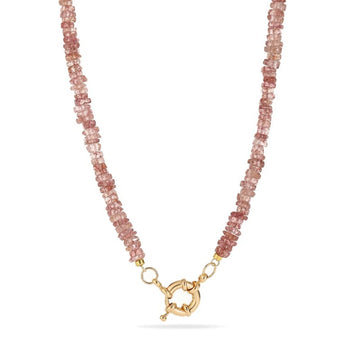 Strawberry Quartz Initial Necklace