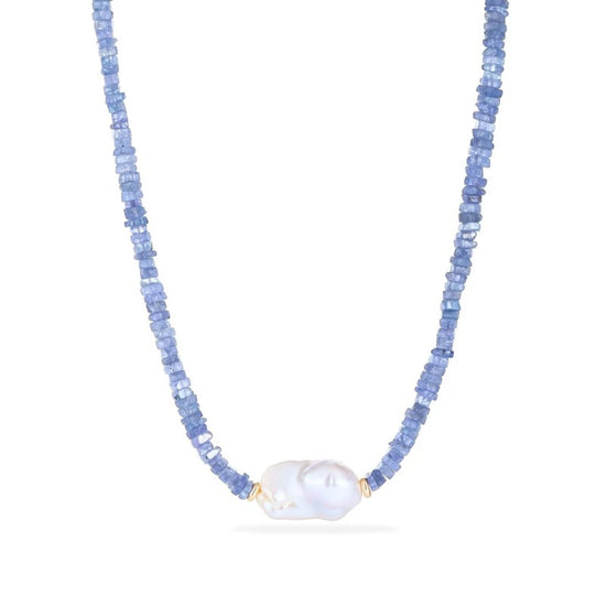 Tanzanite Baroque Pearl Necklace - NK-TAN-B2-P image 1