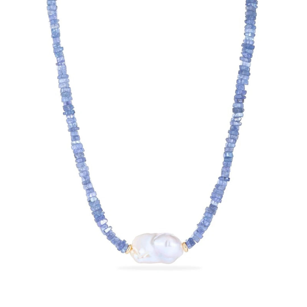 Tanzanite Baroque Pearl Necklace - NK-TAN-B2-P image 1