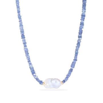 Tanzanite Baroque Pearl Necklace - NK-TAN-B2-P image 1