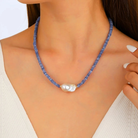 Tanzanite Baroque Pearl Necklace - NK-TAN-B2-P image 2
