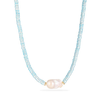Baroque Pearl Blue Topaz Necklace - NK-TPZ-B3-P image 1