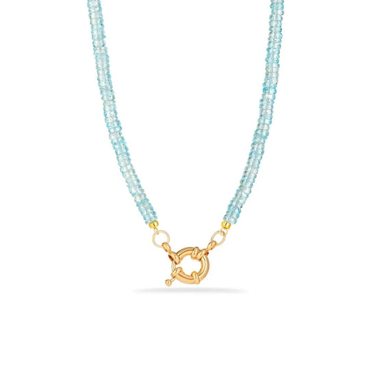 Blue Topaz Beaded Chain Necklace