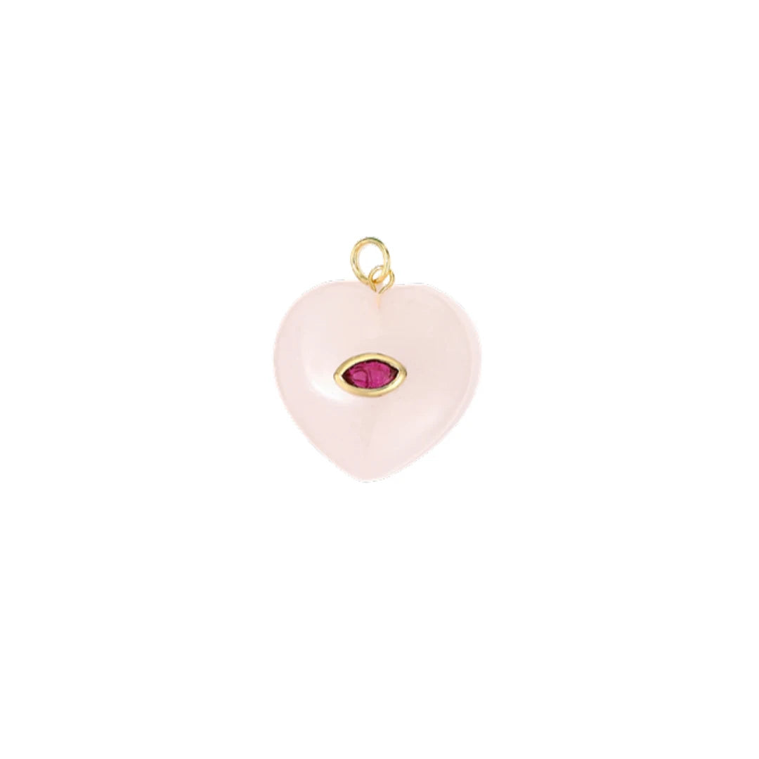 Large Rose Quartz Heart Charm