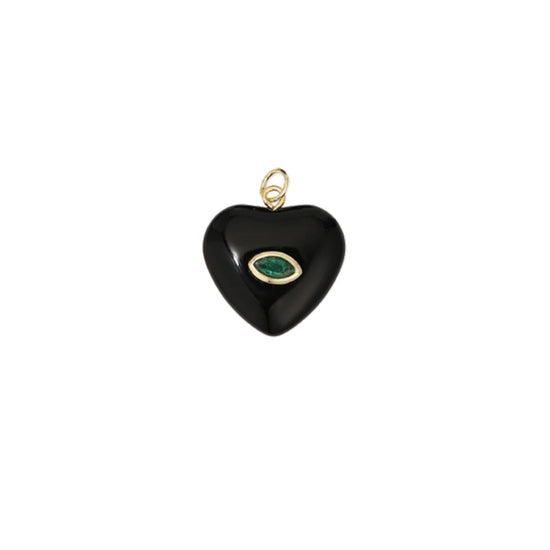 Large Black Onyx Heart Charm