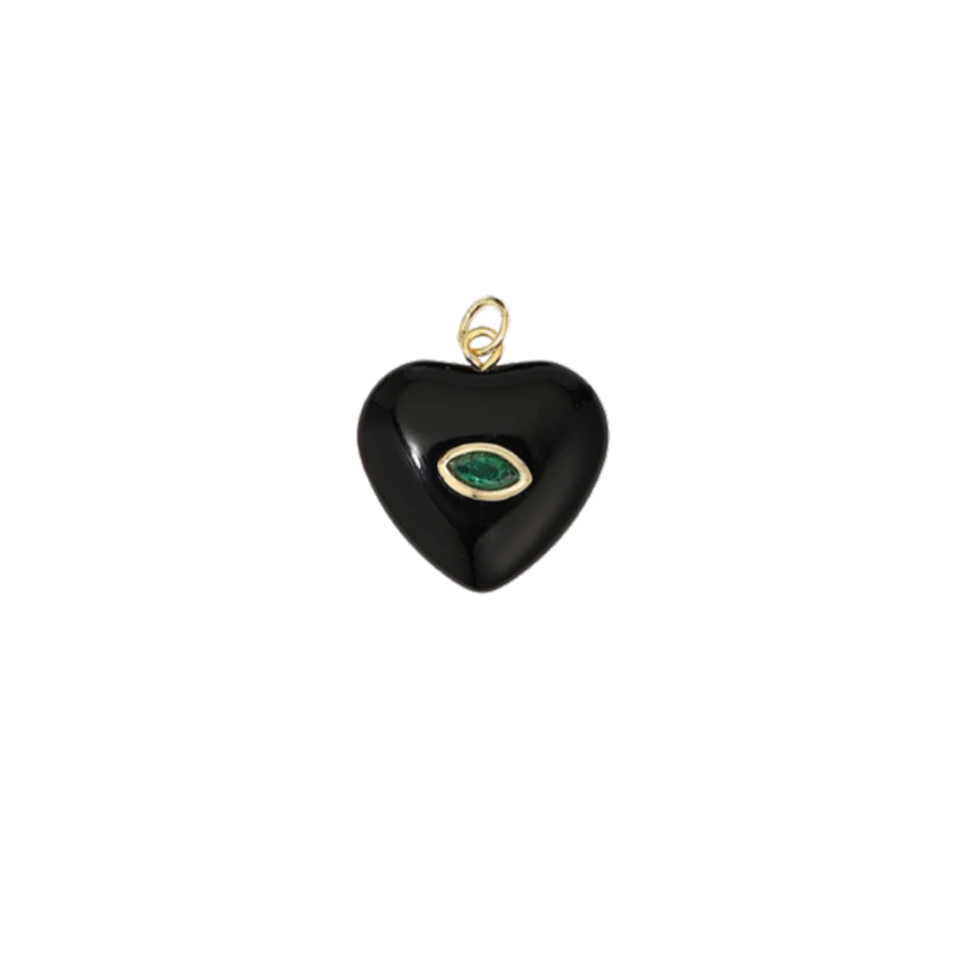 Large Black Onyx Heart Charm