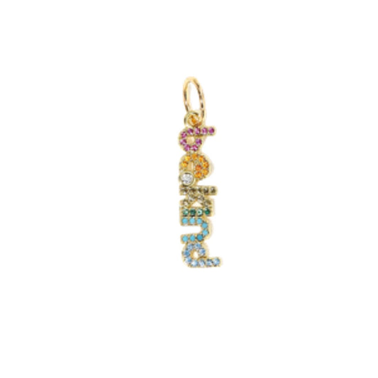 Be Kind Rainbow Crystal Letter Charm