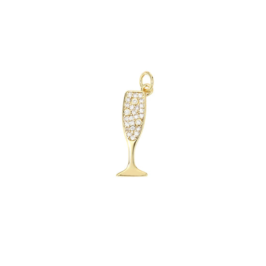 CZ Champagne Flute Charm