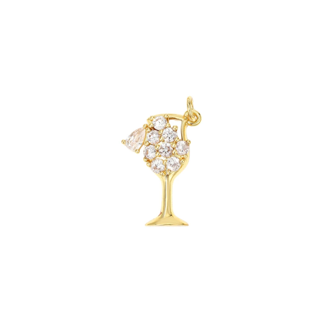 CZ Crystal Cocktail Glass Charm