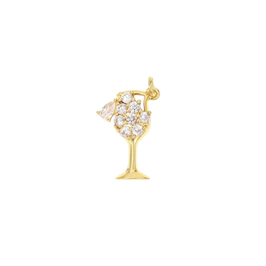 CZ Crystal Cocktail Glass Charm