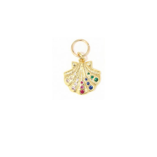 Rainbow CZ Scallop Shell Charm