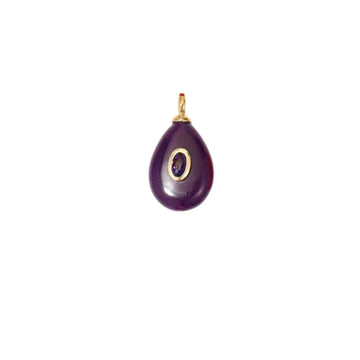 Purple Teardrop Stone Charm with CZ Accent