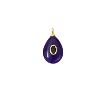 Deep Violet Teardrop Stone Charm with CZ Accent