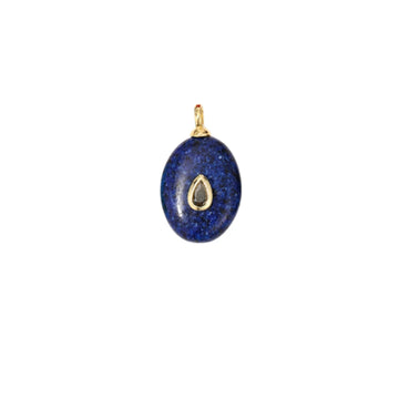 Lapis Blue Teardrop Stone Charm with CZ Accent
