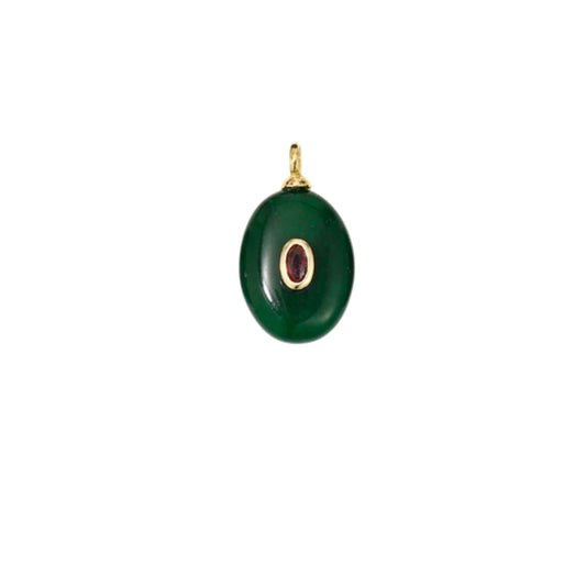 Emerald Green Teardrop Stone Charm with CZ Accent