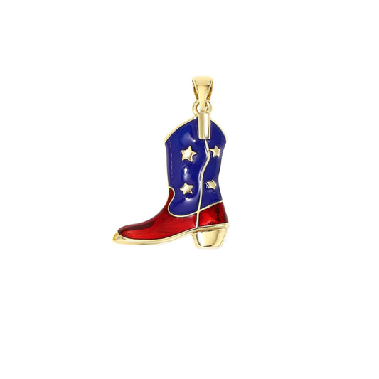 Red White and Blue Cowboy Boot Charm